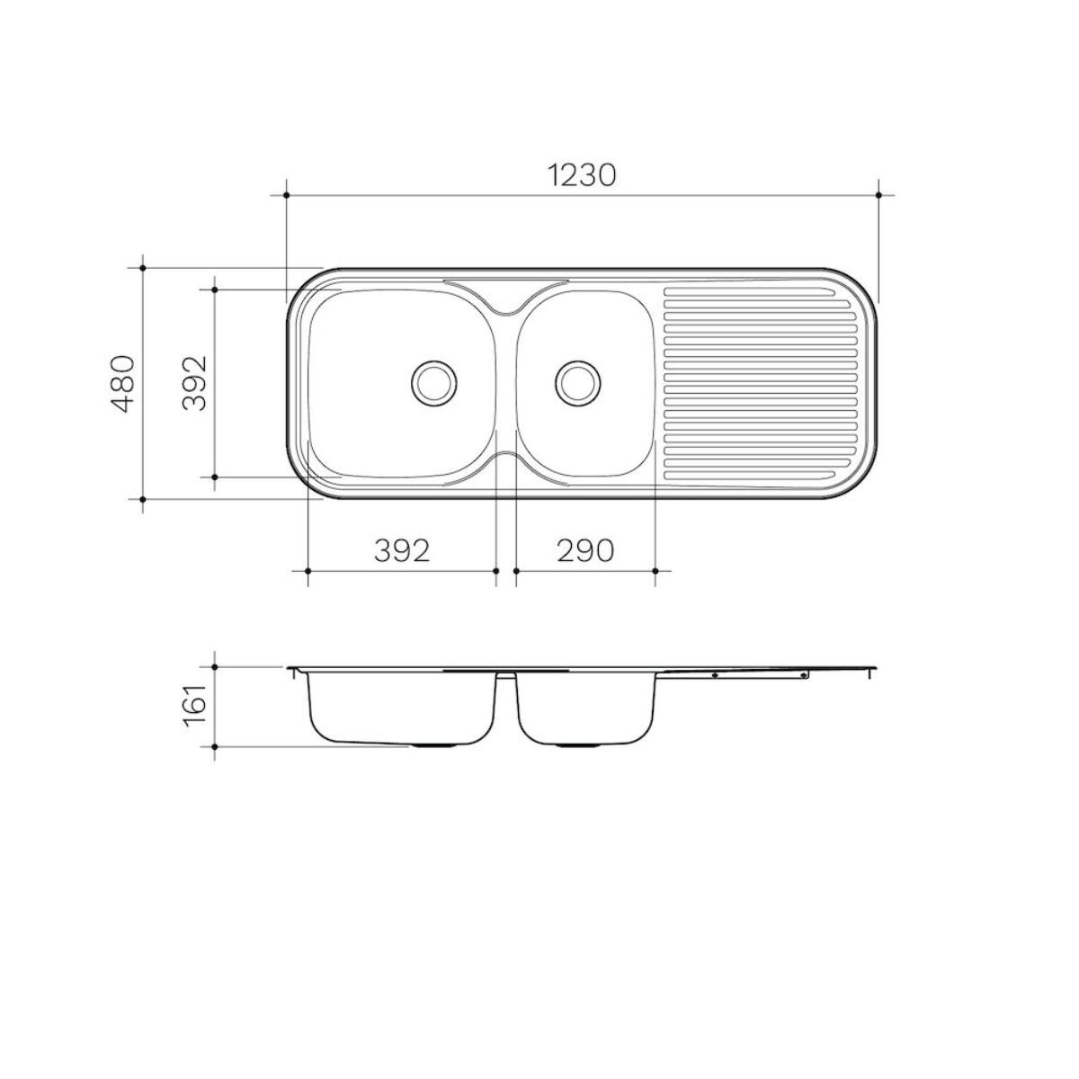 SINK ADVANCE 1230MM 1.75EB 1TH LHB