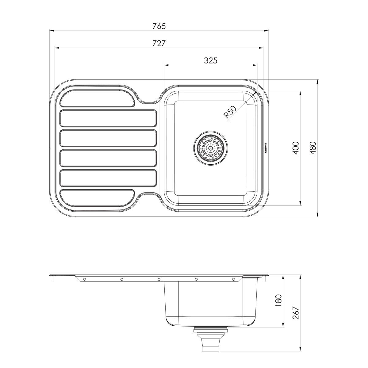 1000 SERIES SINGLE BOWL SINK W/-DRAINER