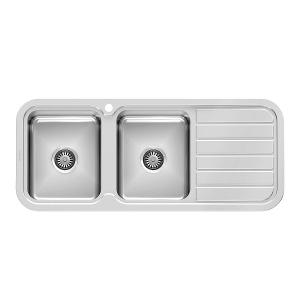 1000 SERIES DOUBLE L/H BOWL SINK W/-DRAI