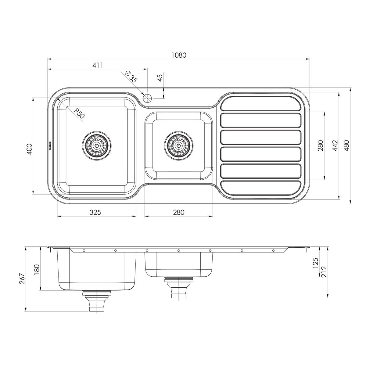 1000 SERIES 1-3/4 L/H BOWL SINK W/-DRAIN