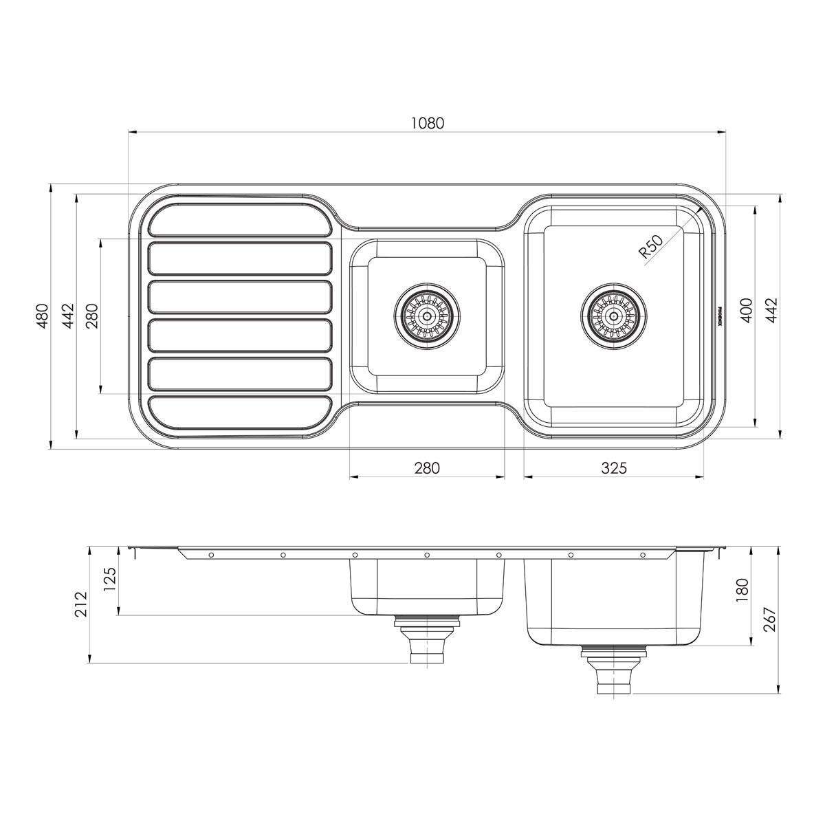 1000 SERIES 1-3/4 BOWL SINK W/-DRAINER N