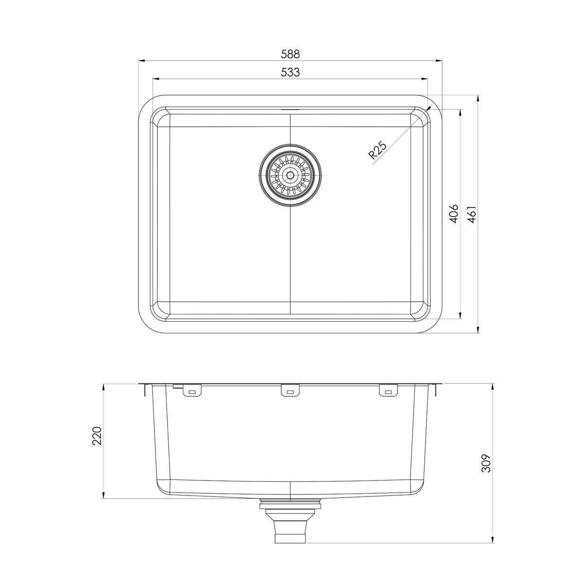 2000 SERIES LARGE SINGLE BOWL UNDER / OV