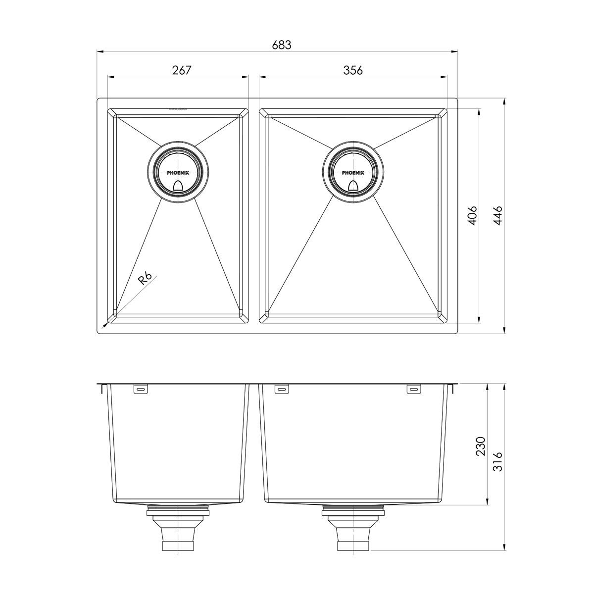 4000 SERIES 1-3/4 R/H BOWL UNDER / OVER