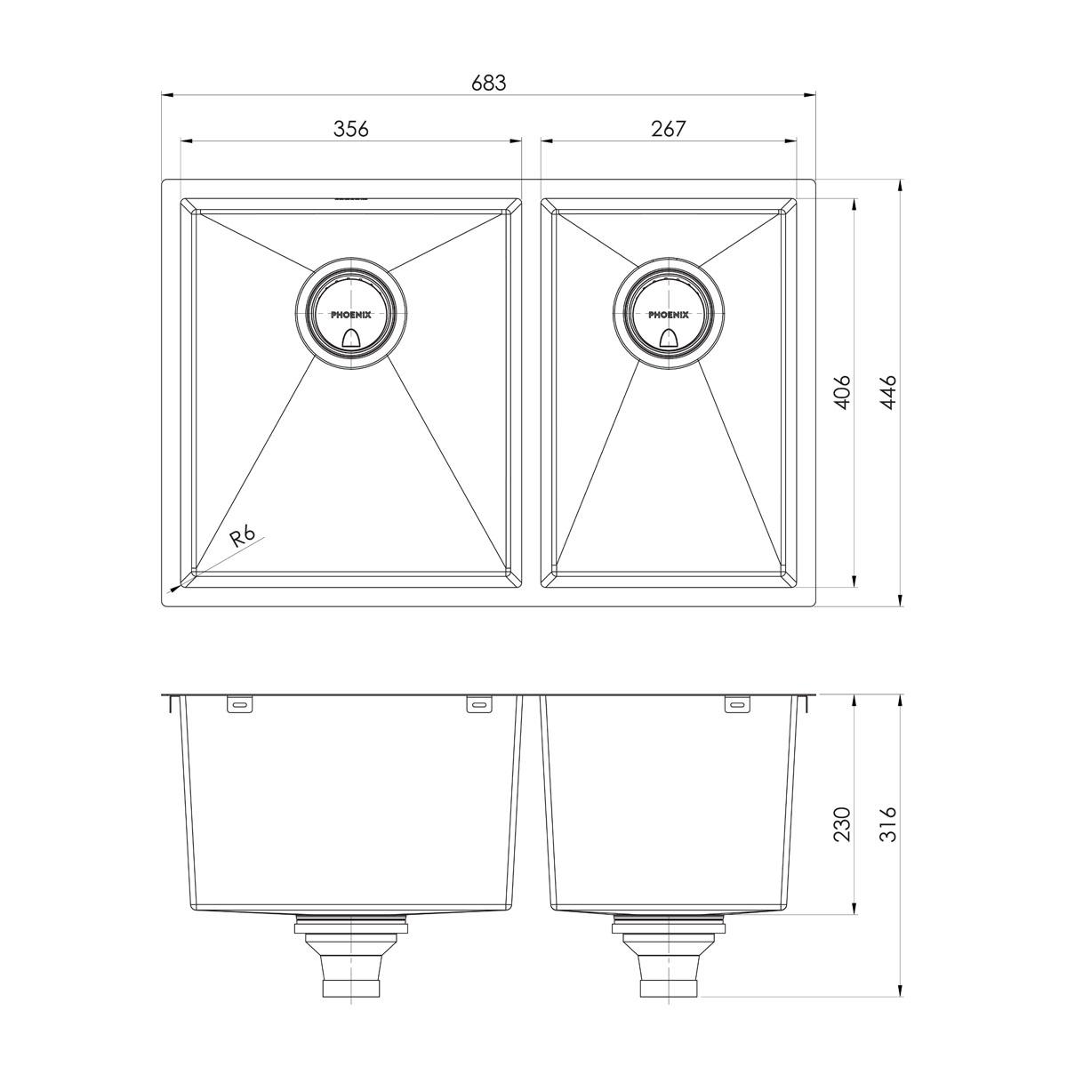 4000 SERIES 1-3/4 L/H BOWL UNDER / OVER