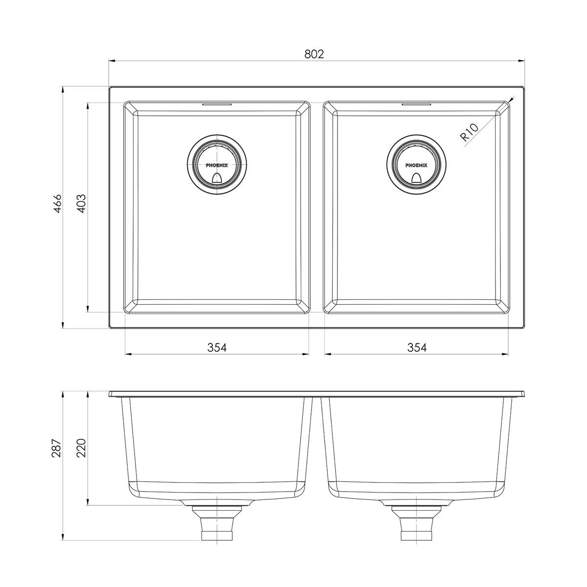 5000 SERIES DOUBLE BOWL UNDER / OVER SIN