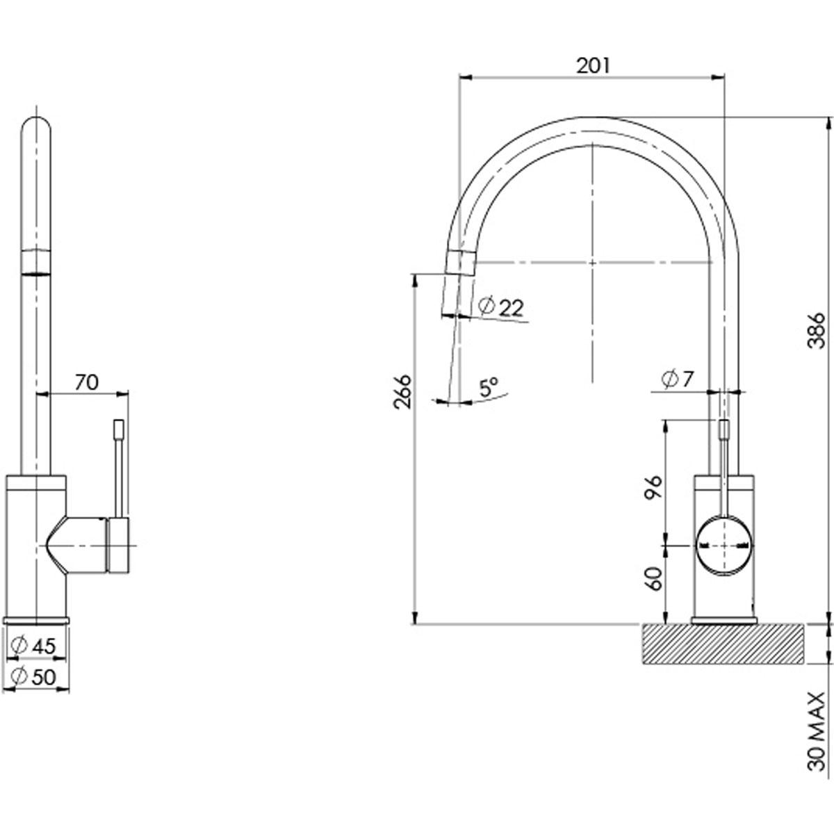 VIVID SLIMLINE SS 316 SINK MIXER 200MM G