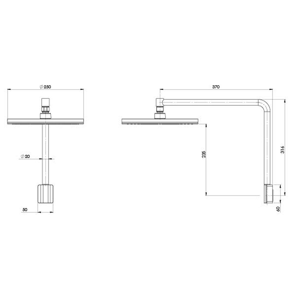 NX VIVE SHOWER ARM & ROSE CP