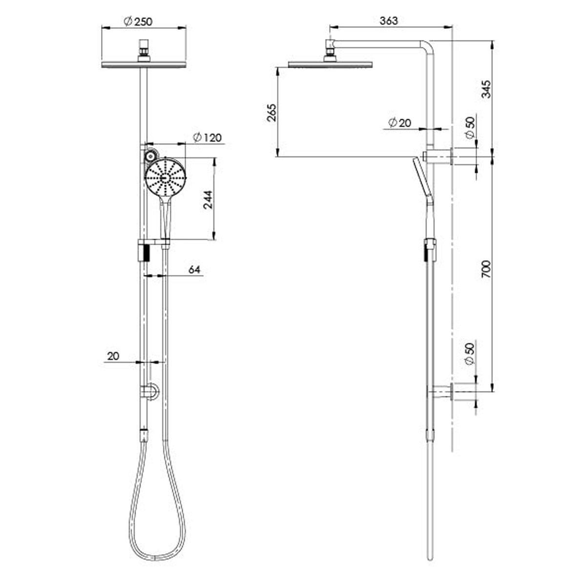 NX VIVE TWIN SHOWER CP / WH