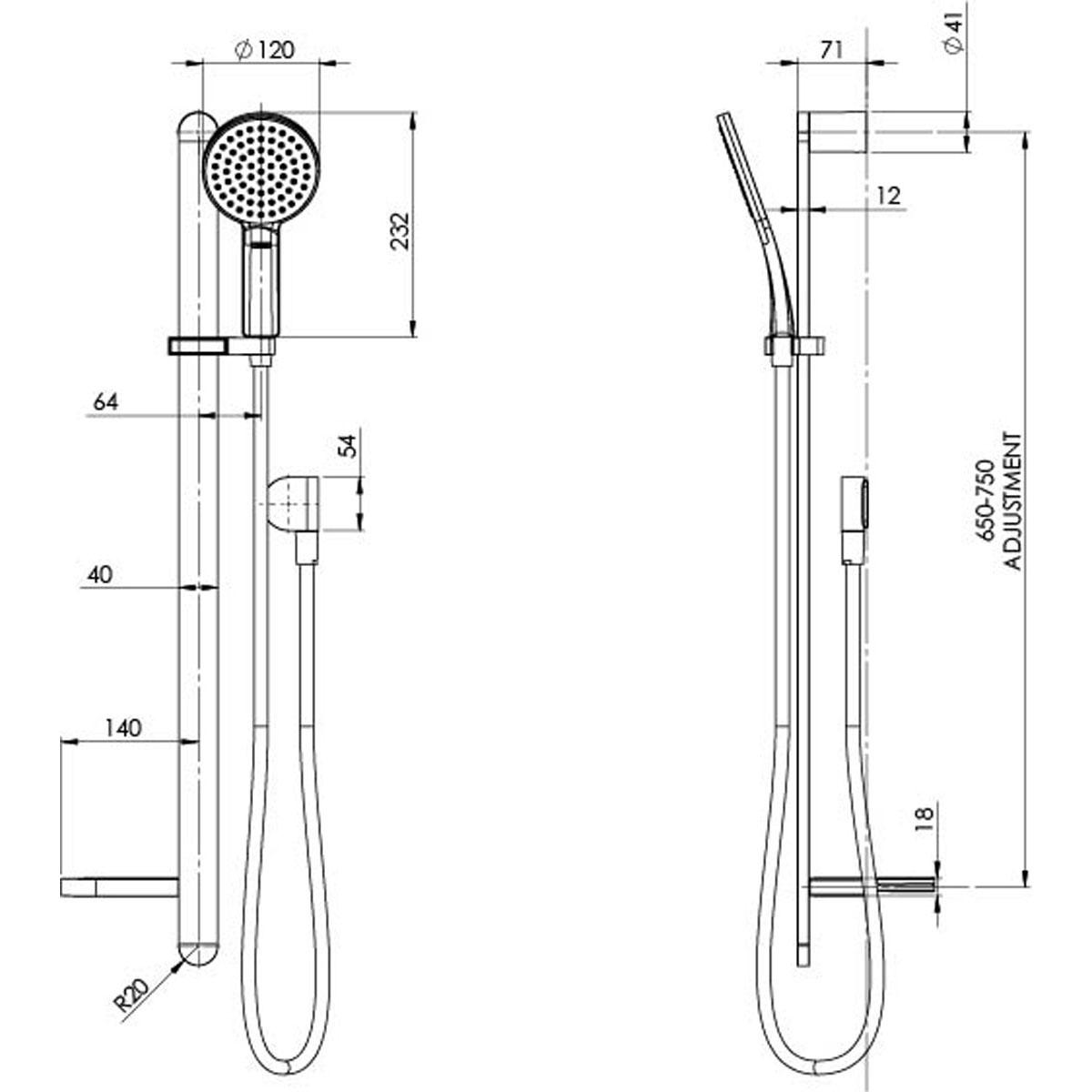 NX QUIL RAIL SHOWER MB