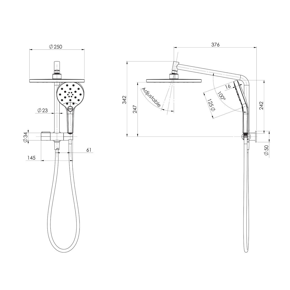 ORMOND COMPACT TWIN SHOWER CP