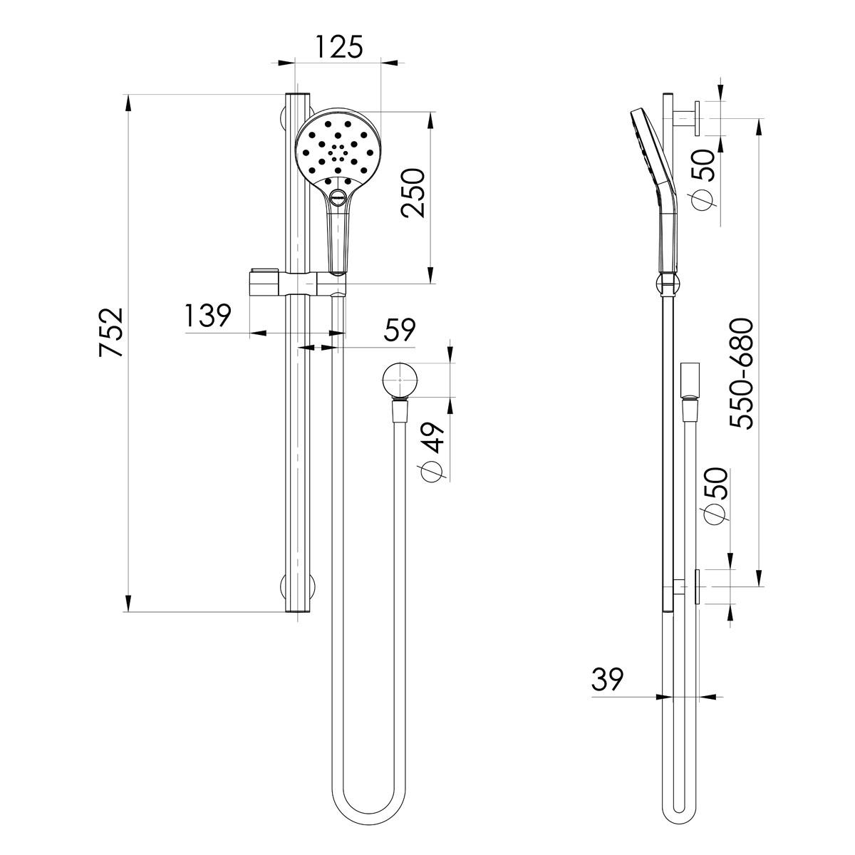 OXLEY RAIL SHOWER BG