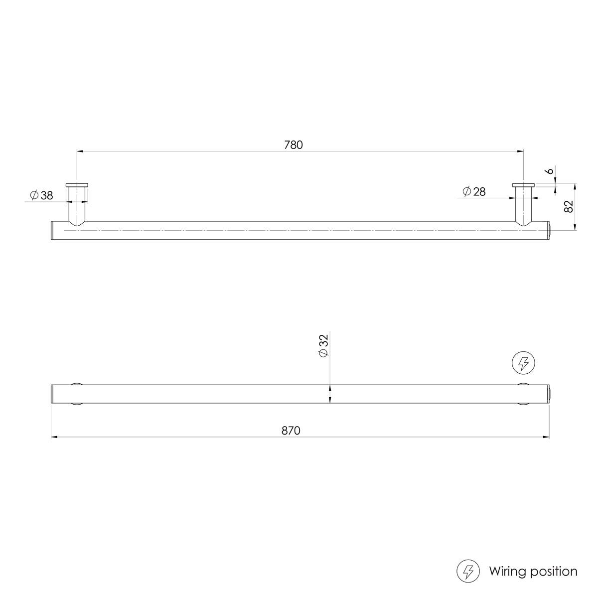 PHOENIX HEATED TOWEL RAIL ROUND 800MM BG