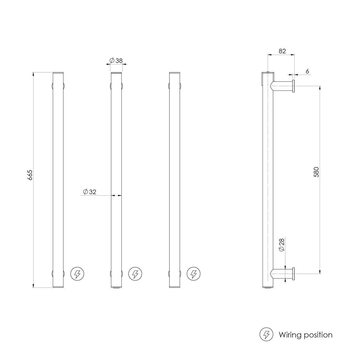 HEATED TRIPLE TOWEL RAIL ROUND 600 CP