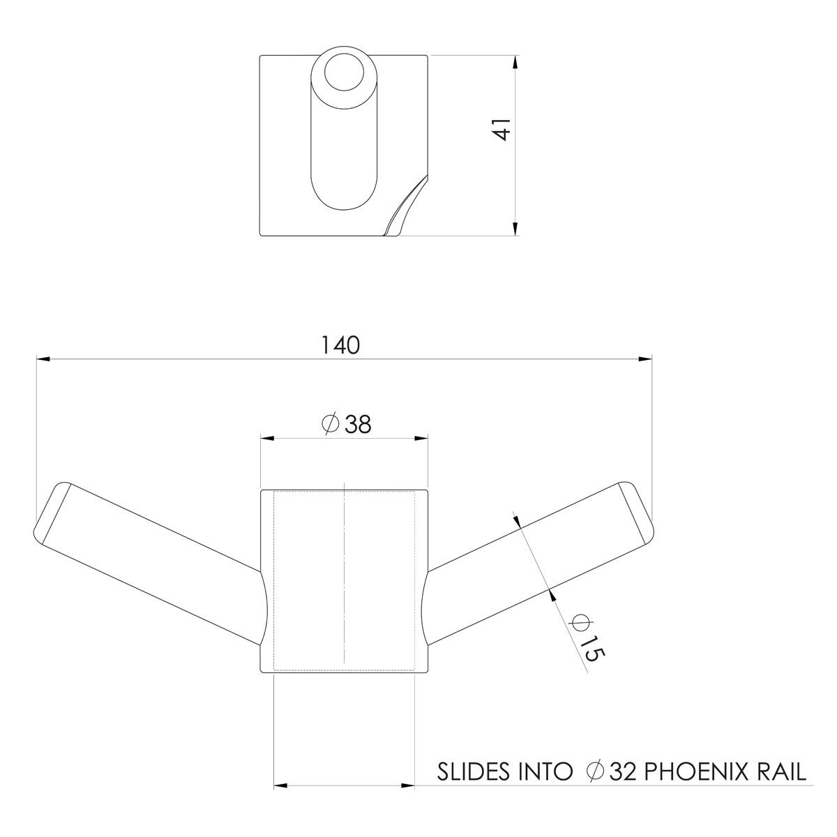 PHOENIX VERTICAL RAIL HOOK ROUND BN