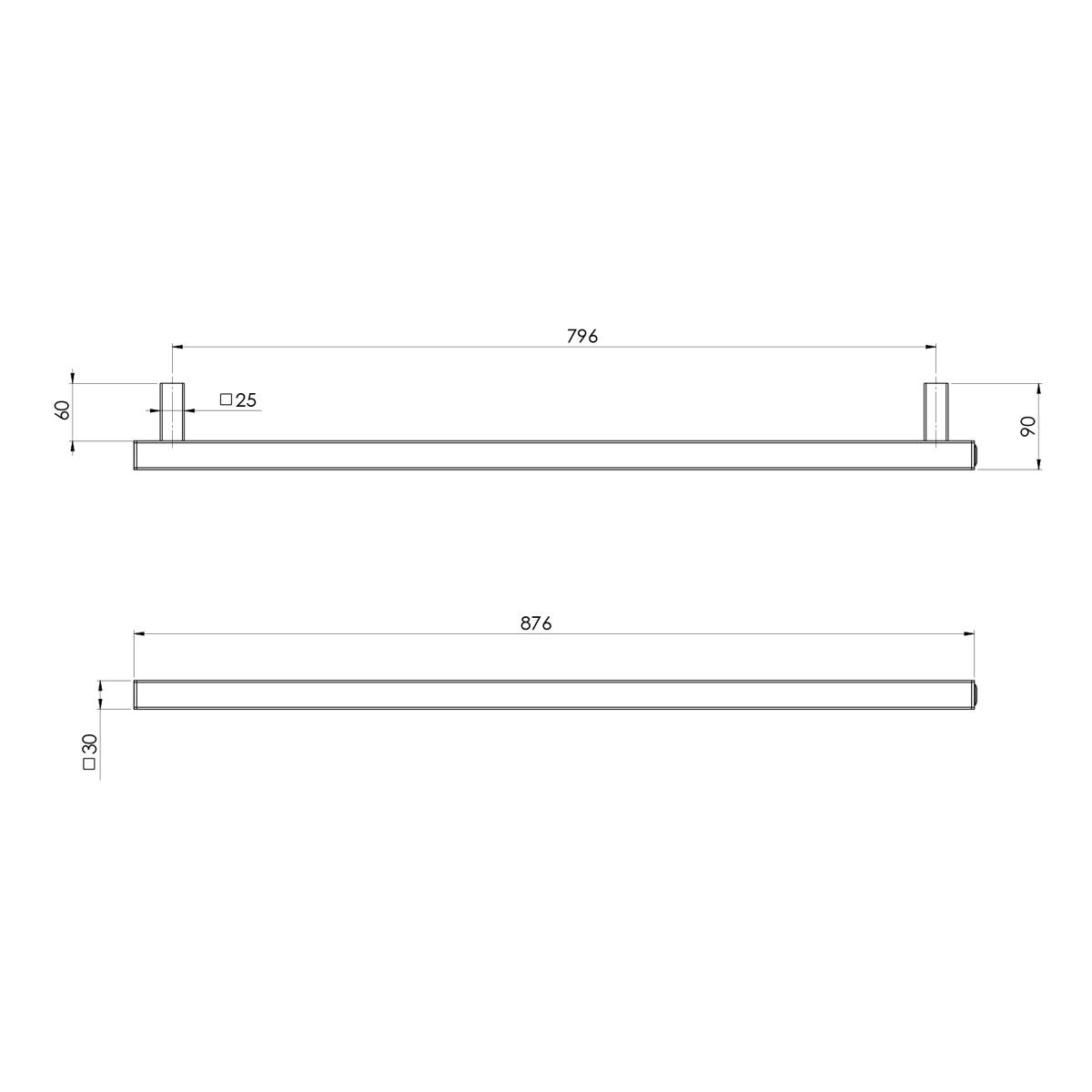 HEATED TOWEL RAIL SQUARE 800MM CP