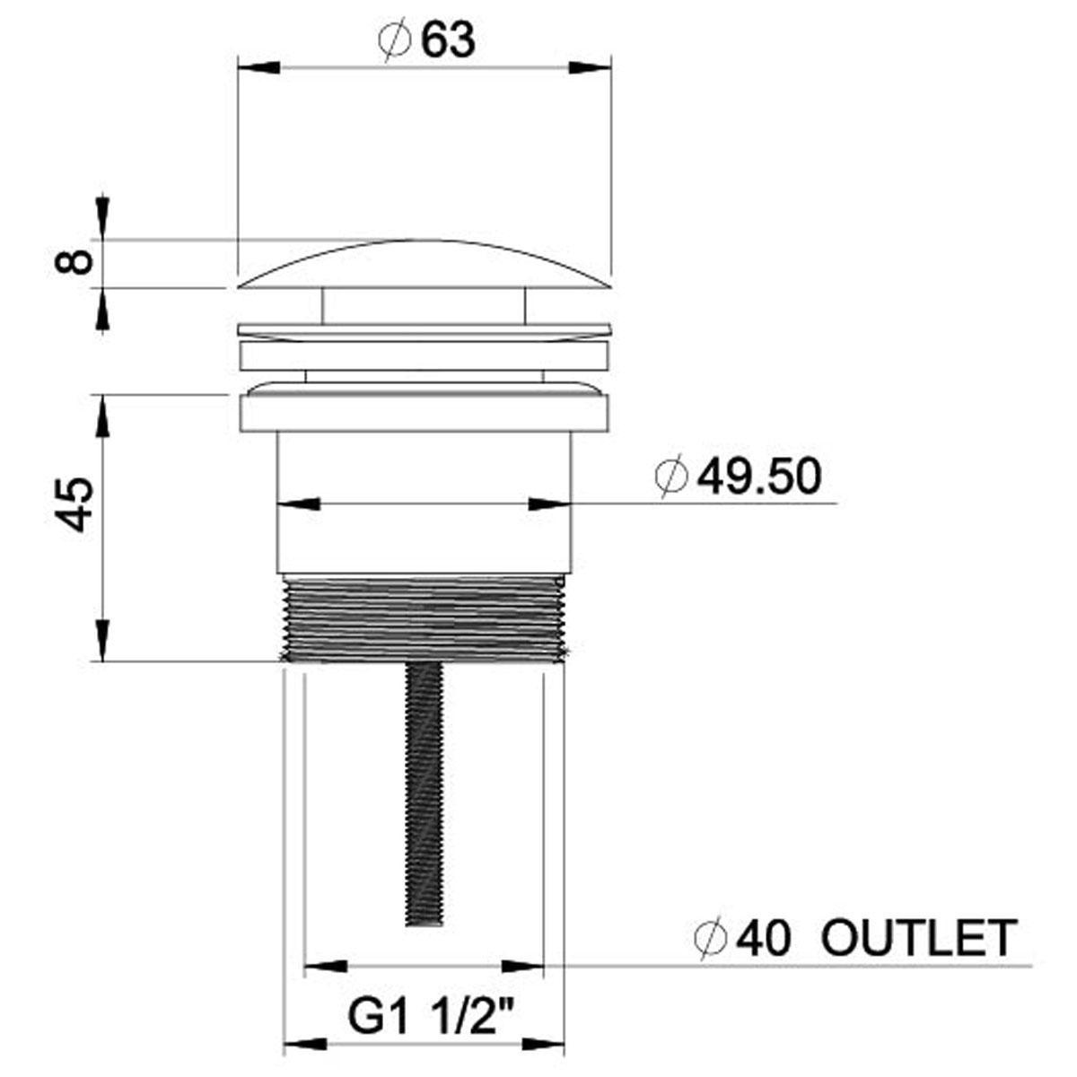 40MM POP UP UNIVERSAL WASTE BN