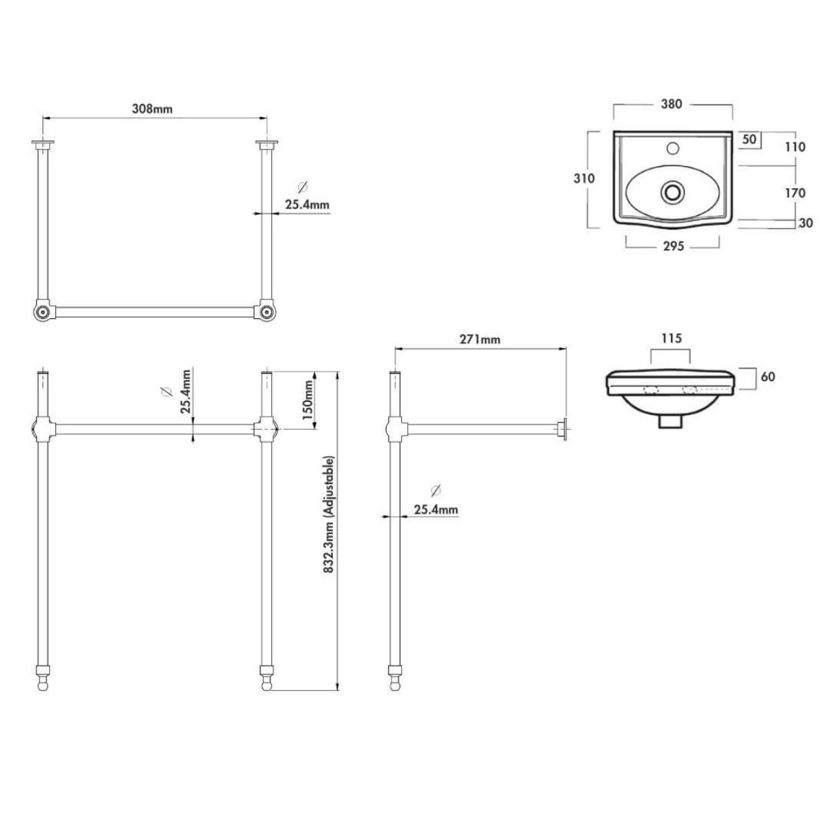 CLAREMONT 38 X 31 BASIN STAND 1TH CP