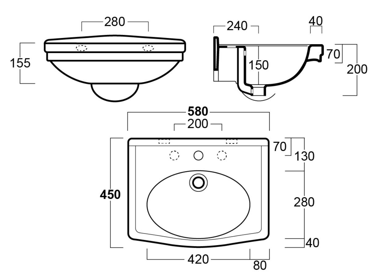 CLAREMONT 58X45 BASIN 1TH