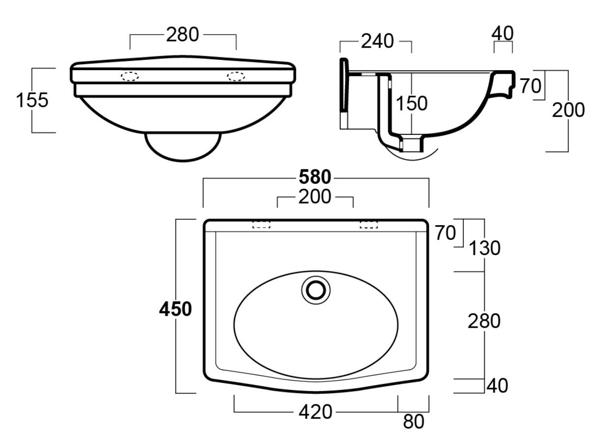 CLAREMONT 58X45 BASIN NTH