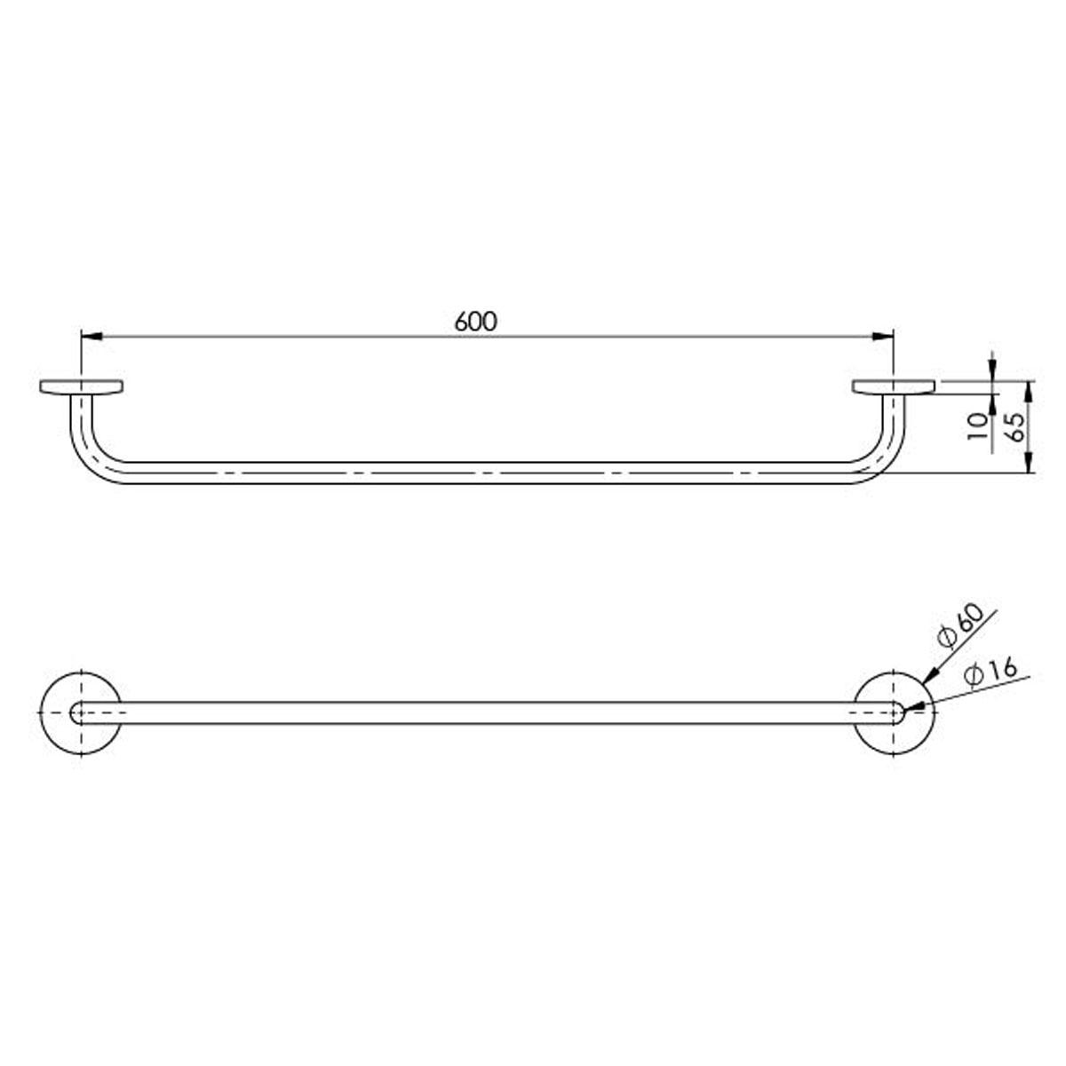 FESTIVAL SINGLE TOWEL RAIL 600MM CP