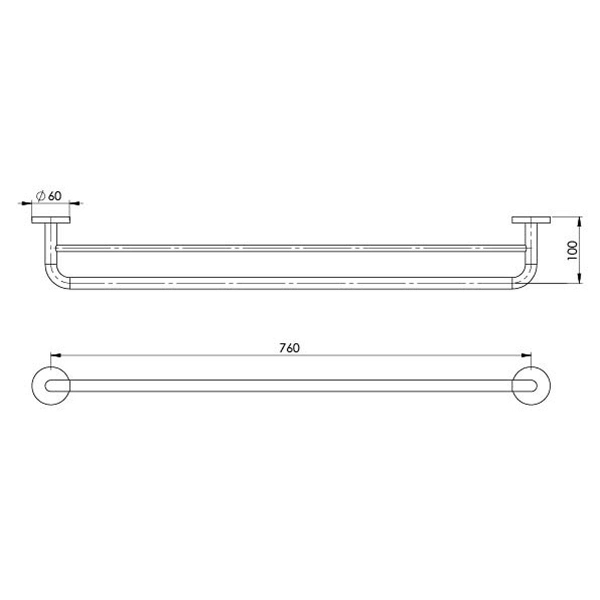 FESTIVAL DOUBLE TOWEL RAIL 760MM CP