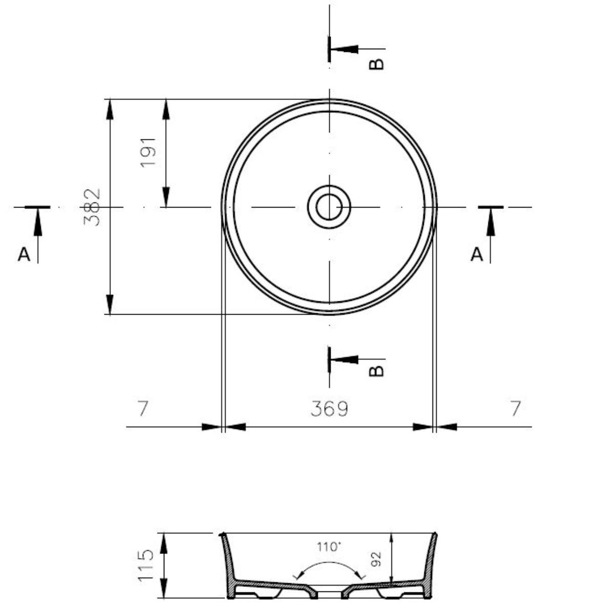 FINO ROUND 382 COUNTER TOP BASIN GL WHT