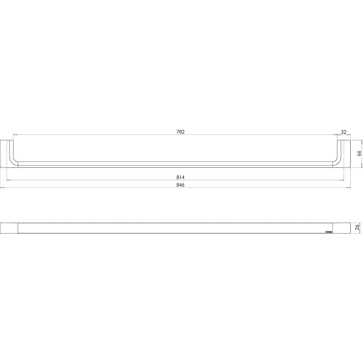 GLOSS SINGLE TOWEL RAIL 800MM BN