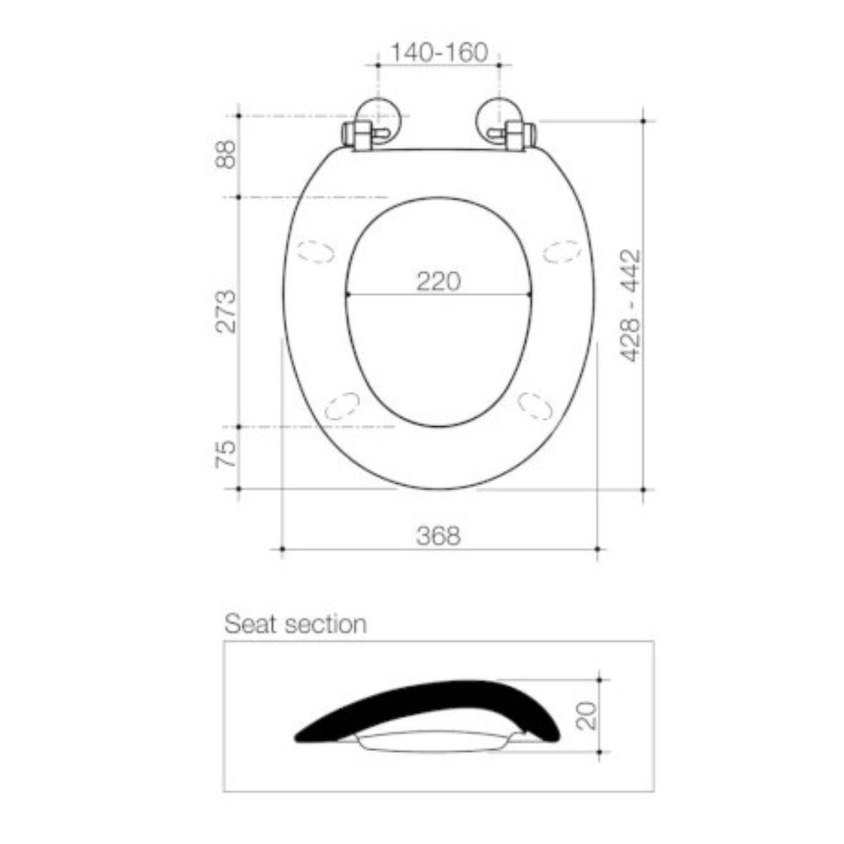 CARAVELLE COMML SEAT SS HINGE WHITE