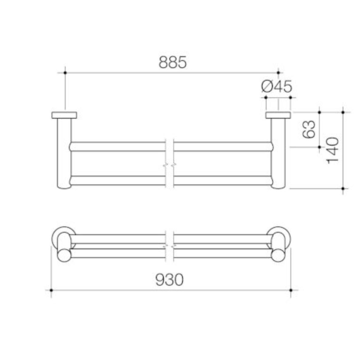 COSMO 900 DOUBLE LONG TOWEL RAIL BL