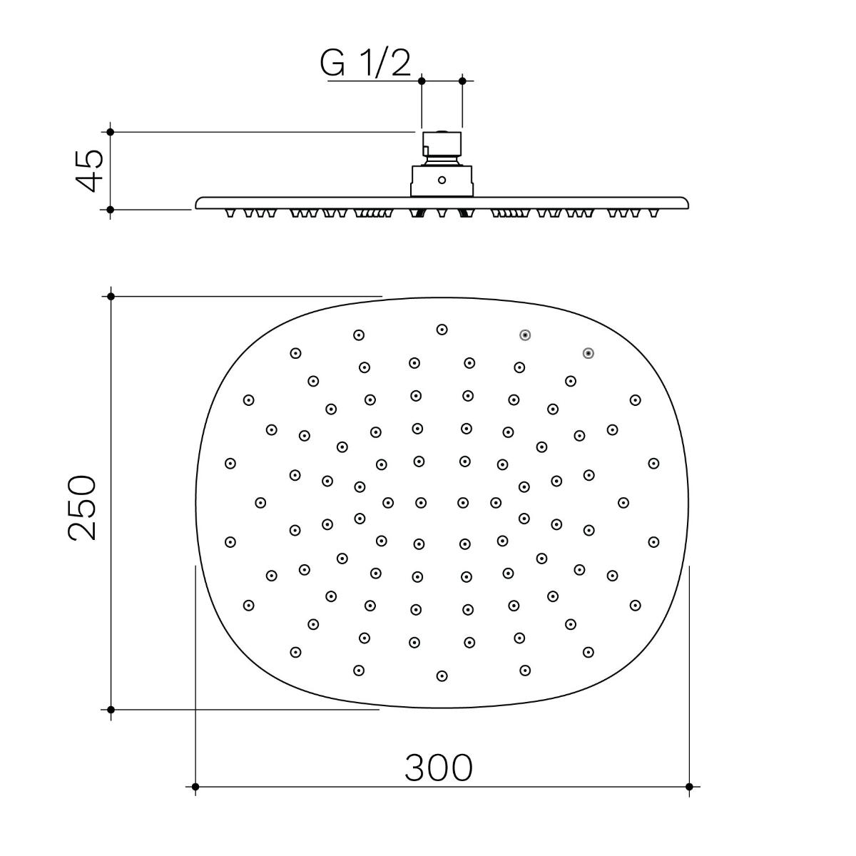 CONTURA II RAIN SHOWER 300MM SOFT/SQU BK
