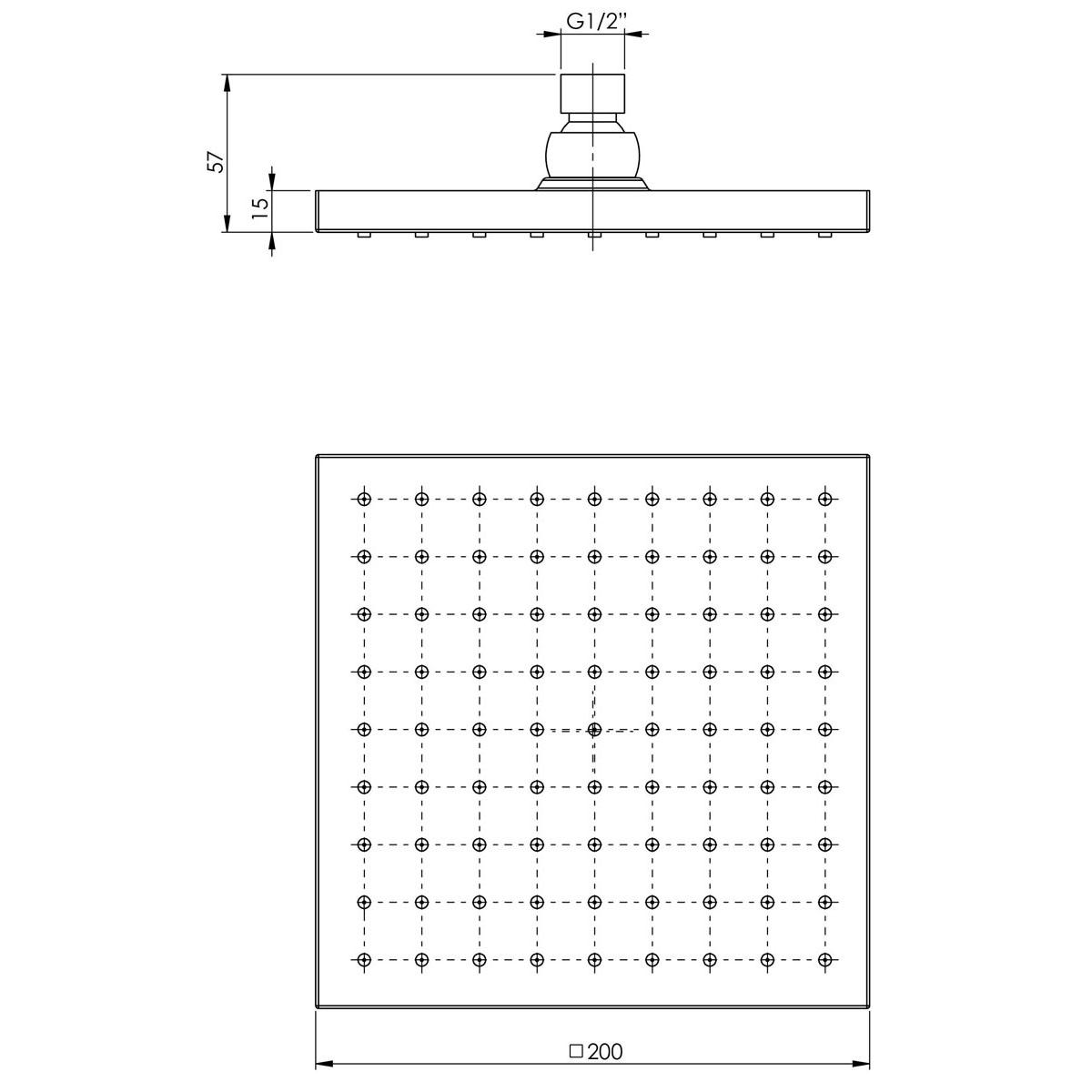 LEXI SHOWER ROSE 200MM SQUARE BN