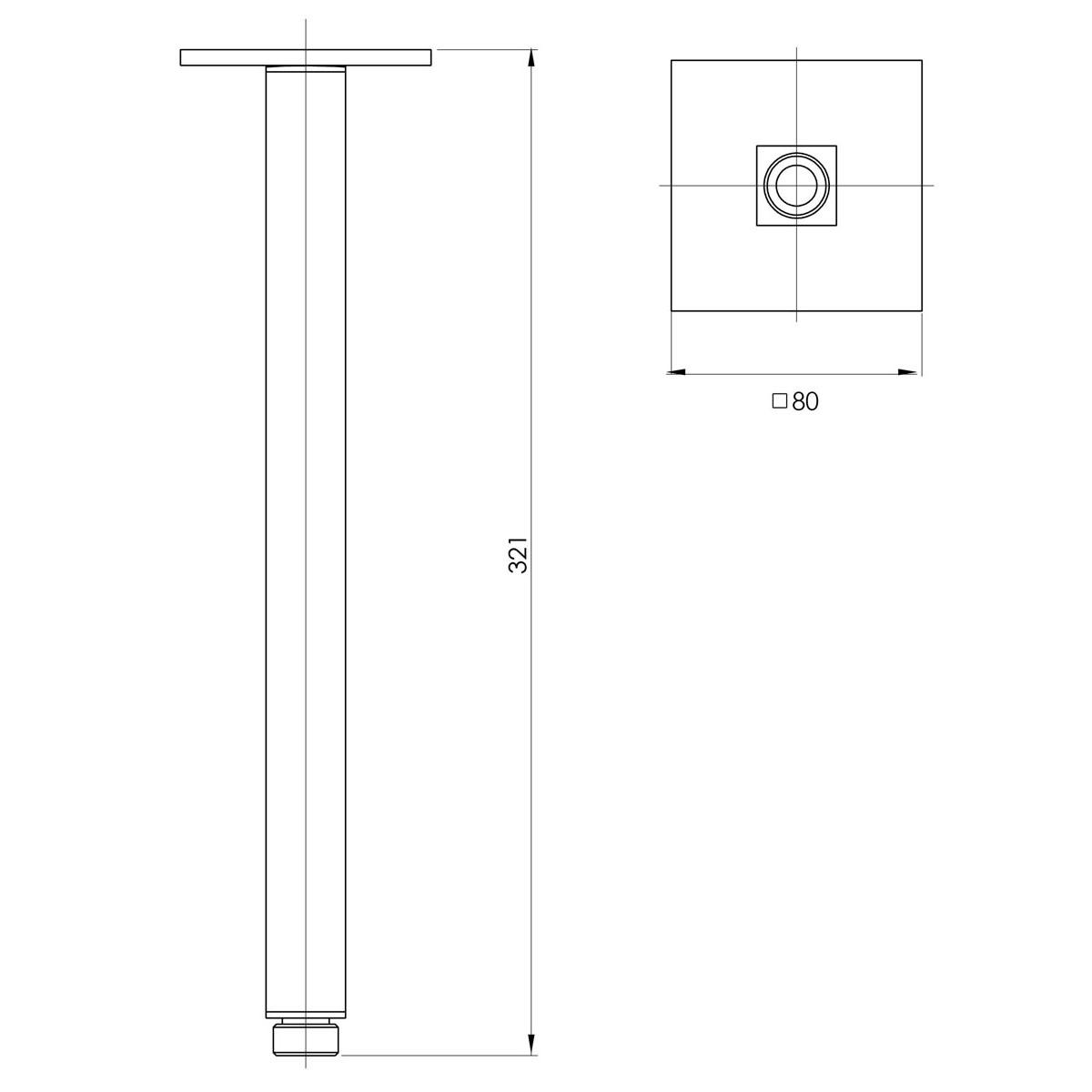 LEXI SHOWER CEILING ARM 300MM BN