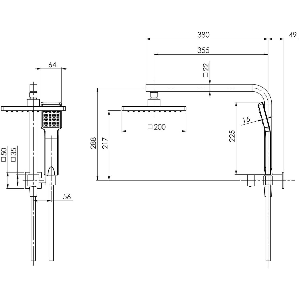 LEXI COMPACT TWIN SHOWER MB