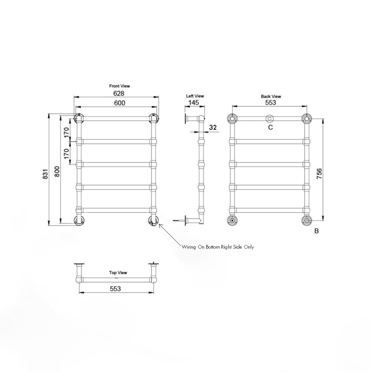 MAYER HEATED TOWEL RAIL CP