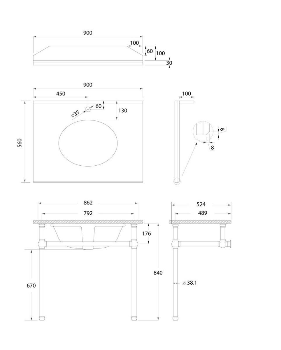 MAYER CP BASIN STAND TO SUIT 90X55 TOP