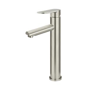 ROUND TALL BASIN MIXER PADDLE HANDLE BN