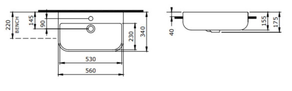 NARVA 56X34 SEMI RECESSED BASIN