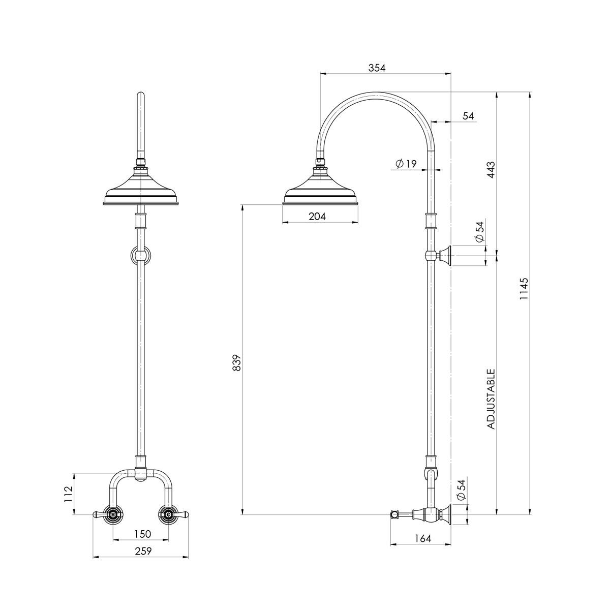 NOSTALGIA LEVER EXPOSED SHOWER SET CP