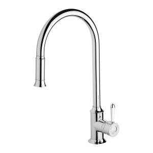 NOSTALGIA PULL OUT SINK MIXER CP WHT