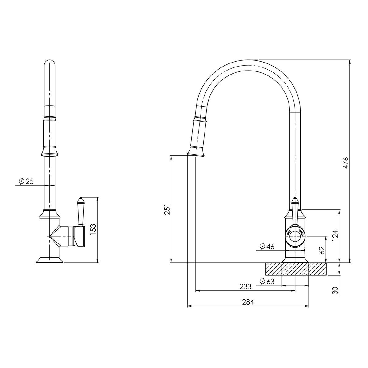 NOSTALGIA PULL OUT SINK MIXER BN