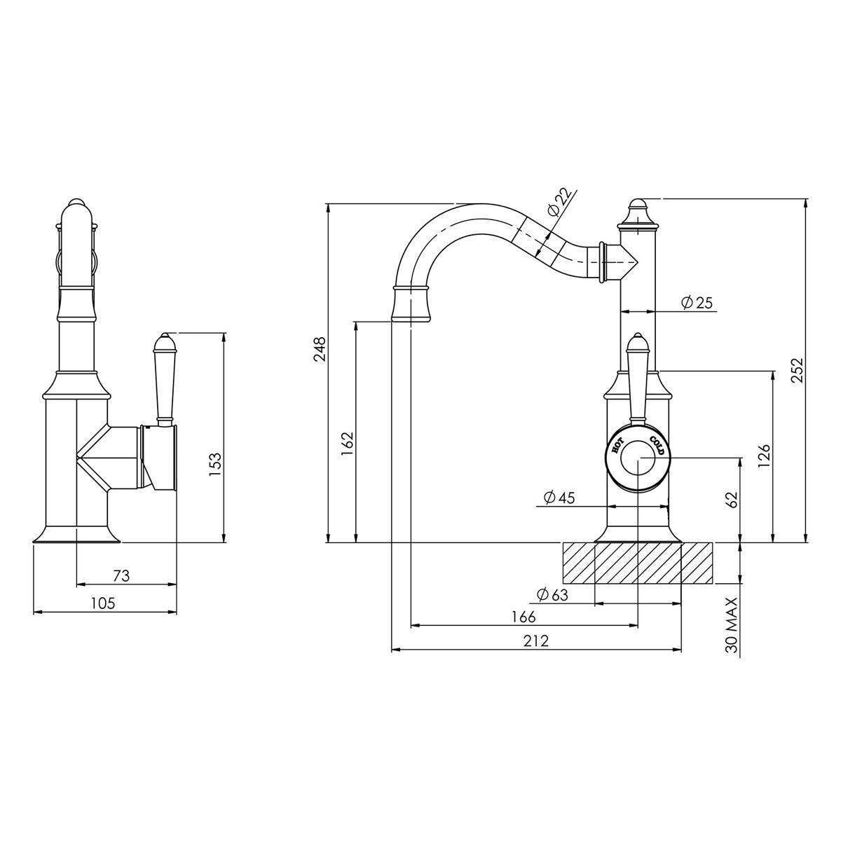 NOSTALGIA BASIN MIXER 160MM SHEP CRK CP