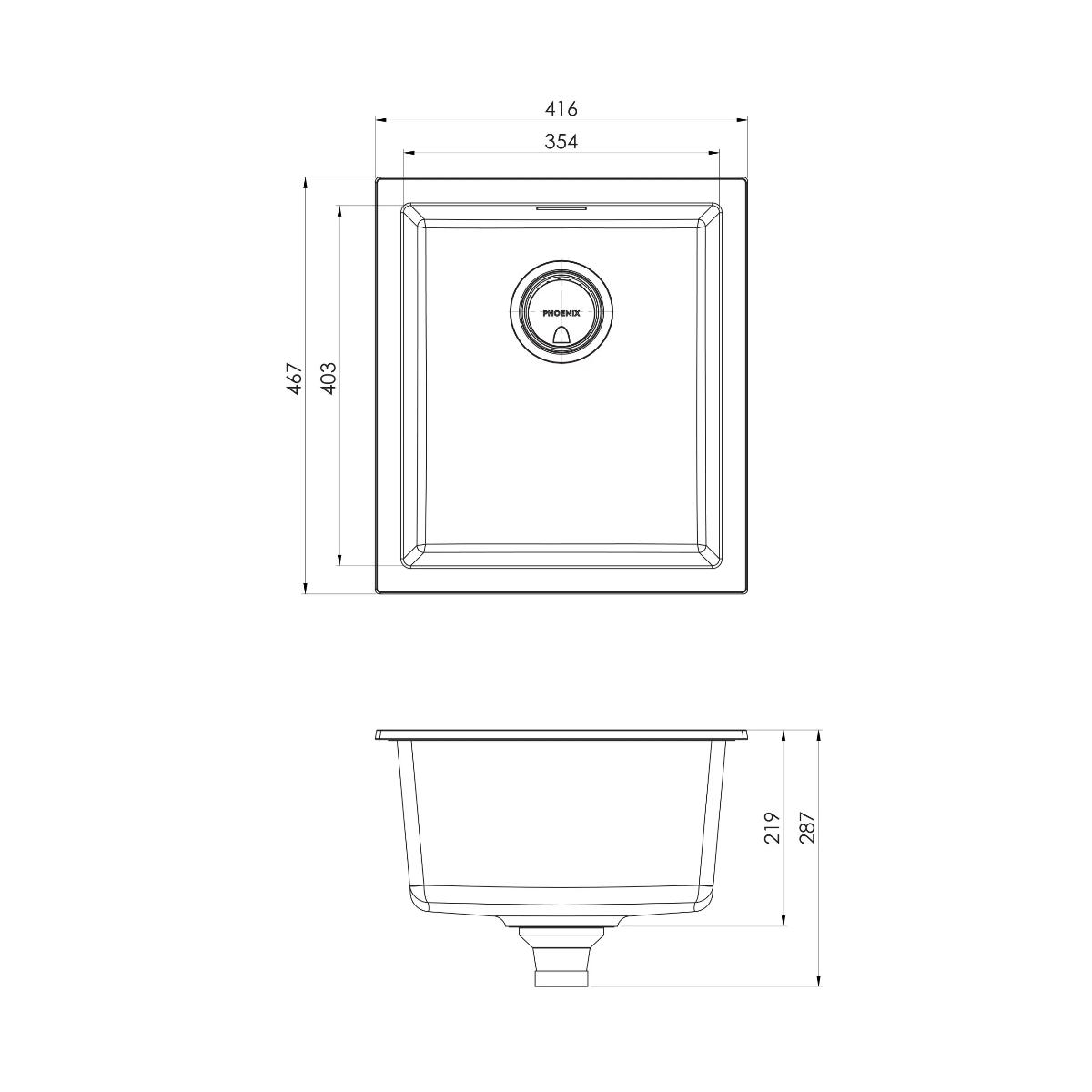 5000 SERIES SINGLE BOWL UNDER / OVER SIN