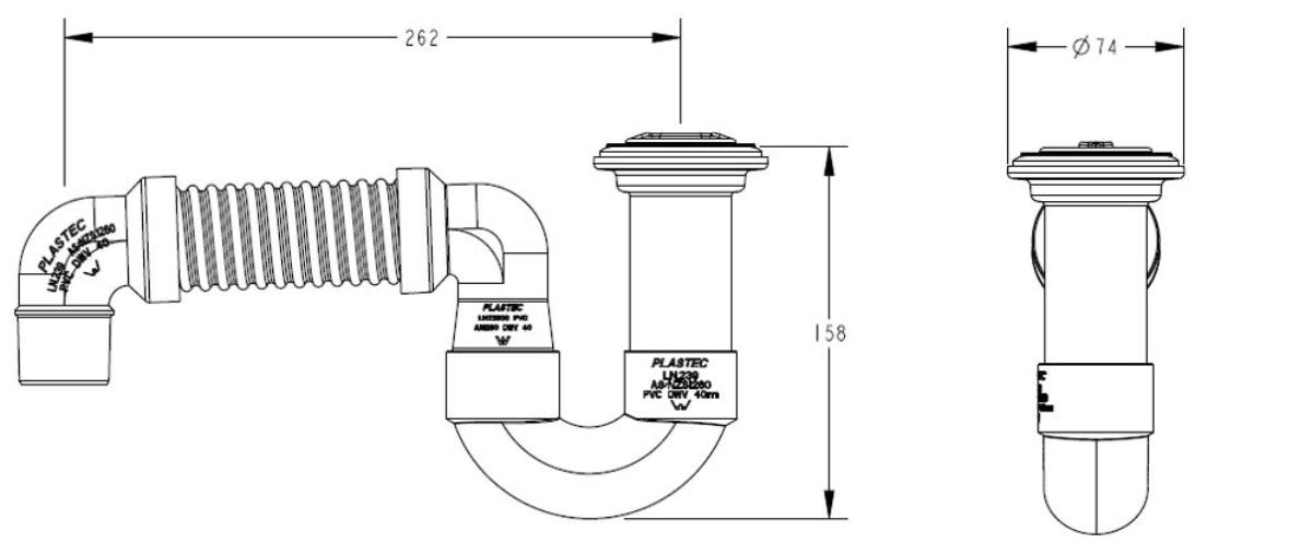 FLEXIDINGER BATH TRAP 40MM P&W