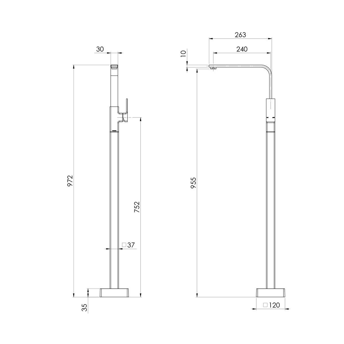 RADII FLOOR MOUNTED BATH MIXER CP