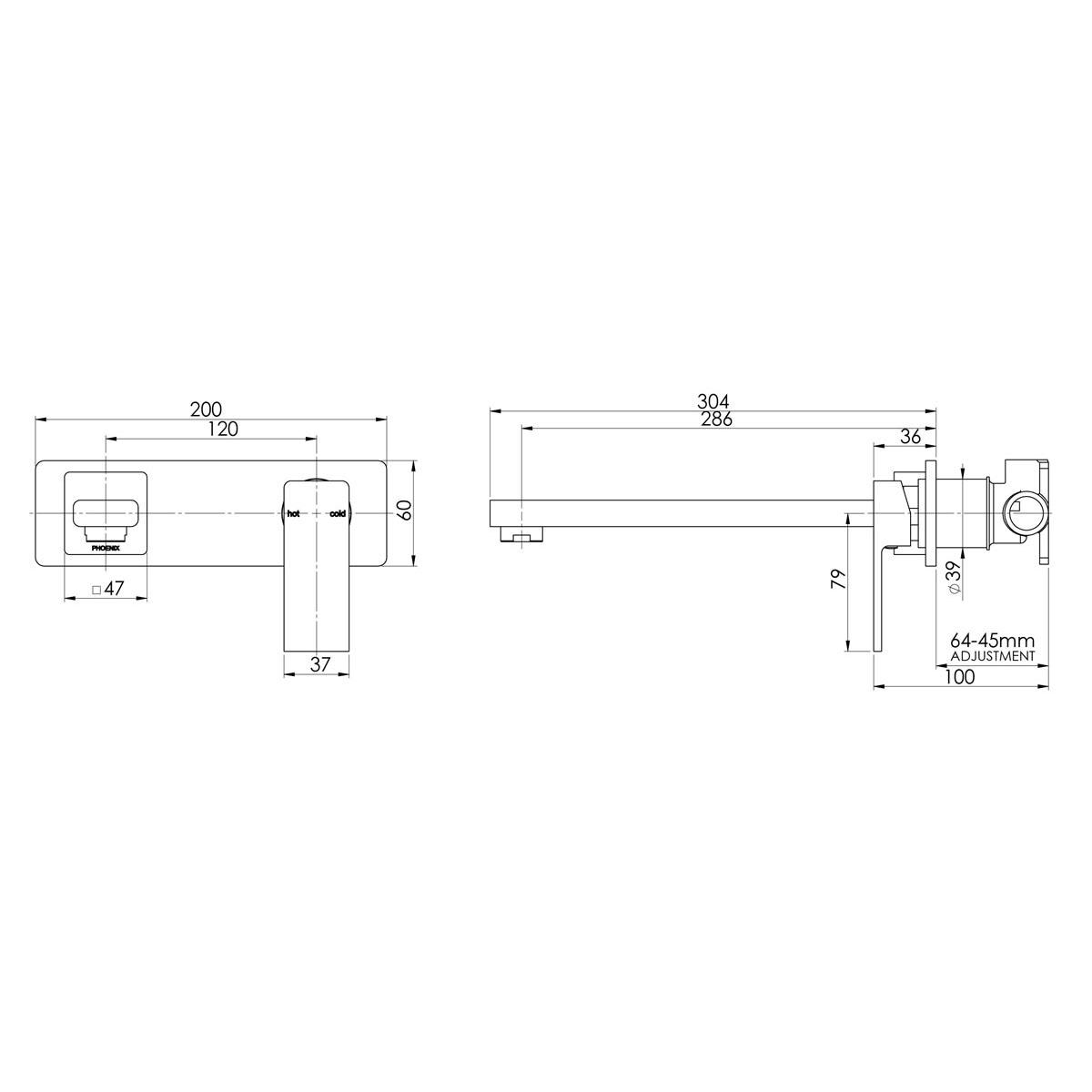 RADII WALL BATH MIXER SET 280MM CP