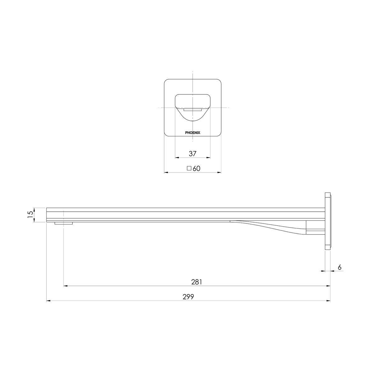 RADII WALL BATH OUTLET 280MM CP