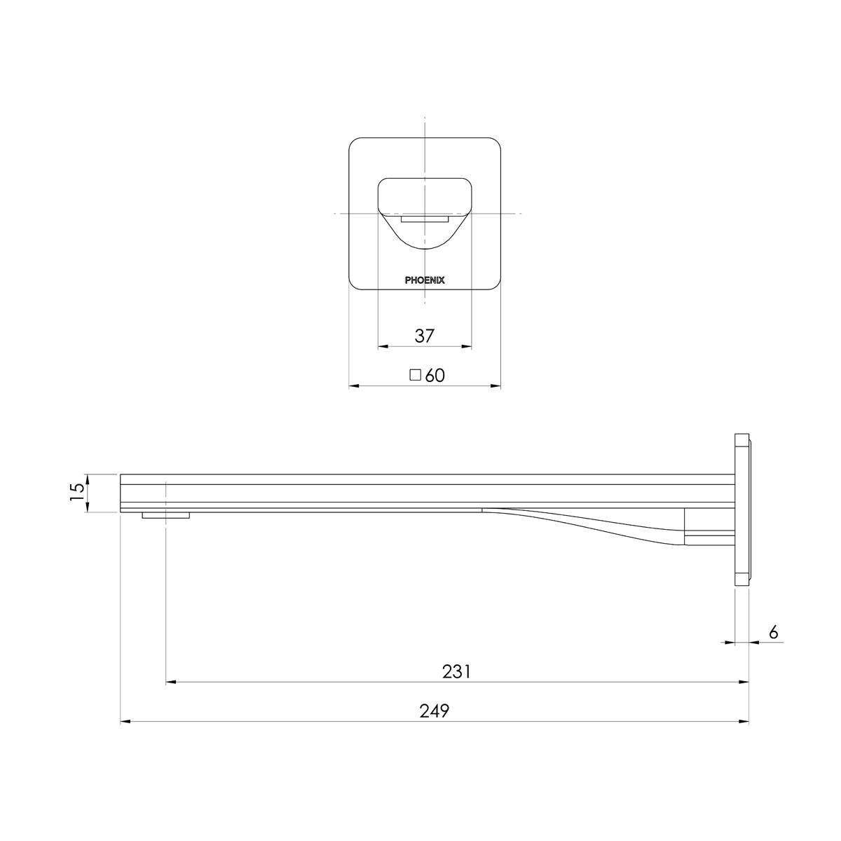 RADII WALL BATH OUTLET 230MM CP