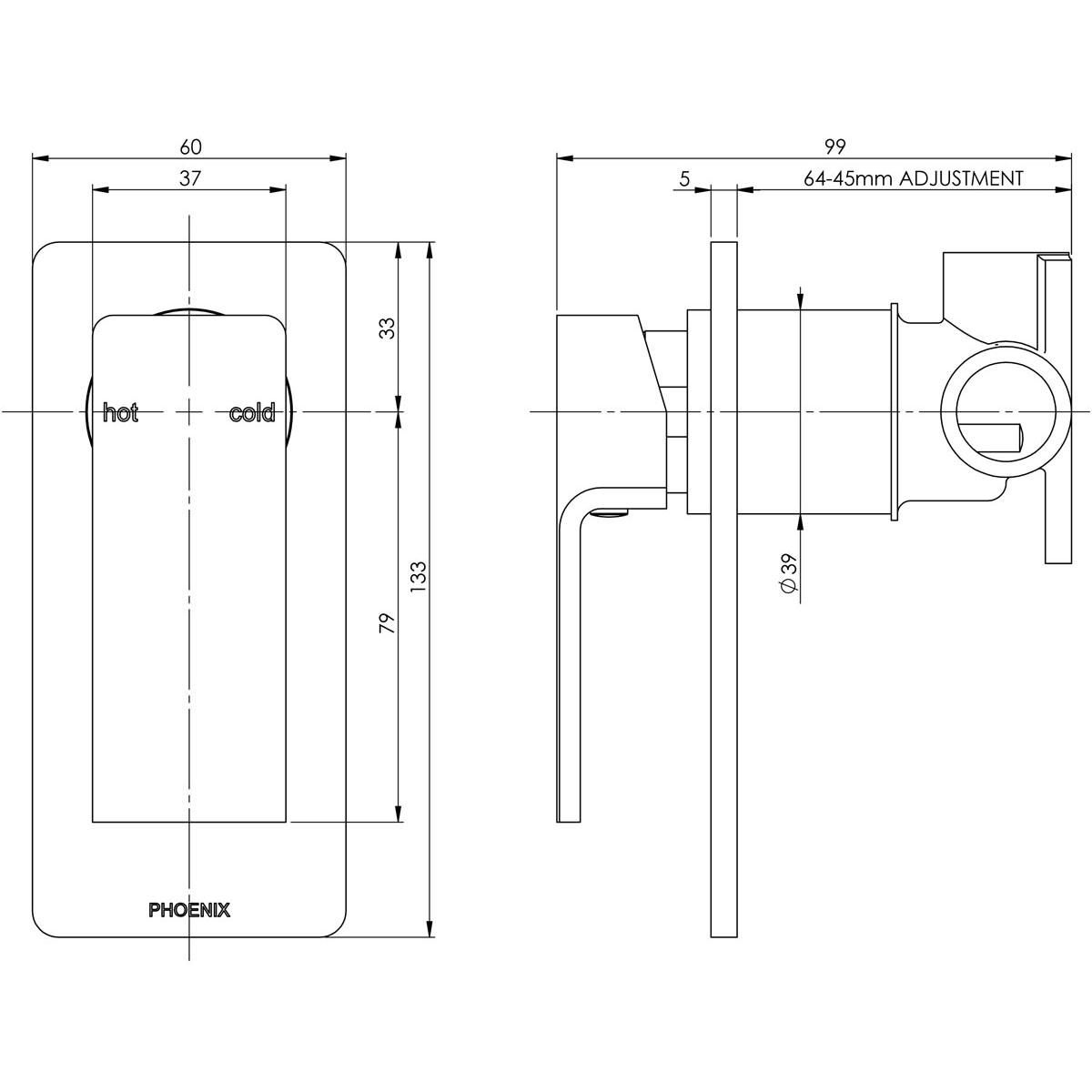 RADII SHOWER / WALL MIXER CP
