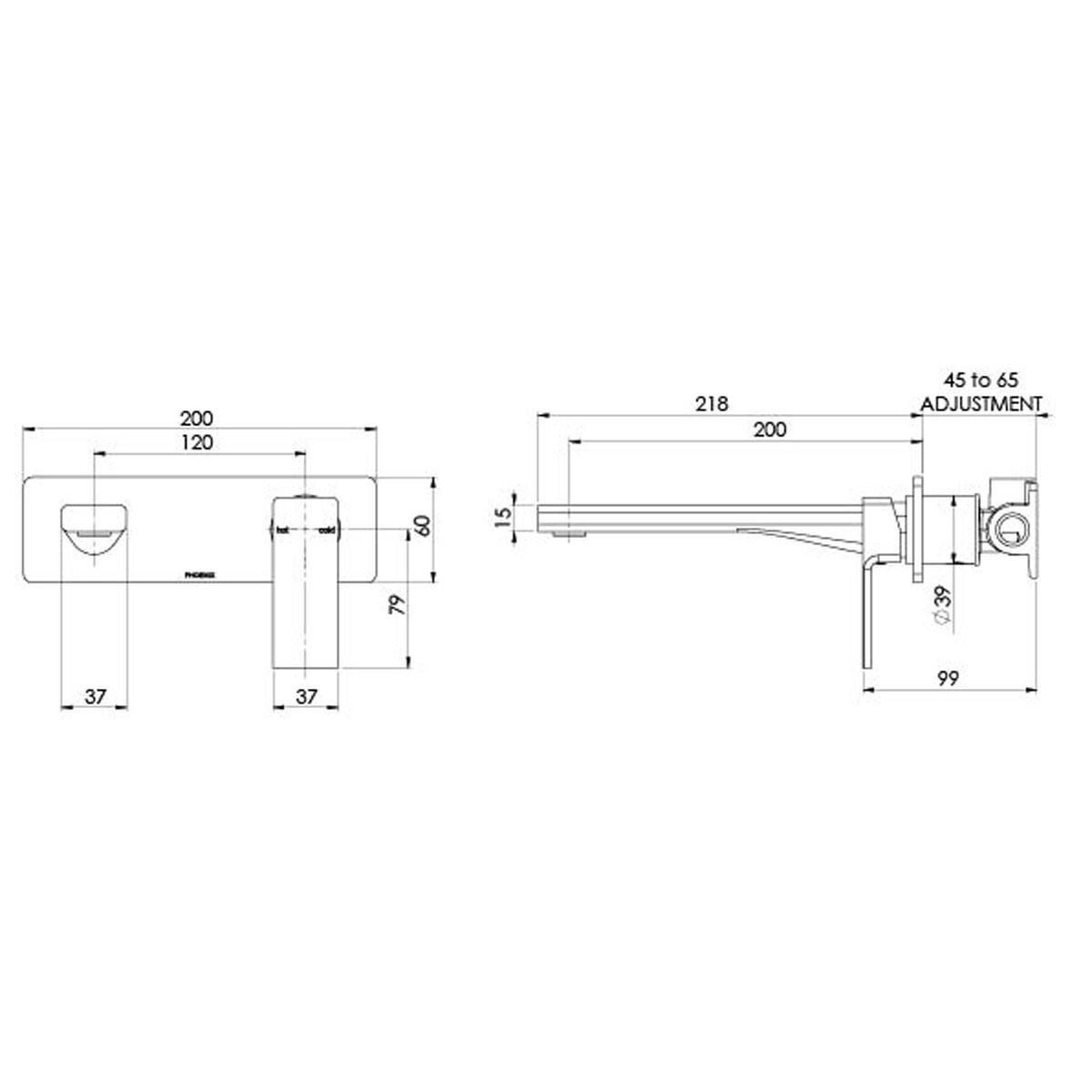 RADII WALL BATH MIXER SET 200MM CP