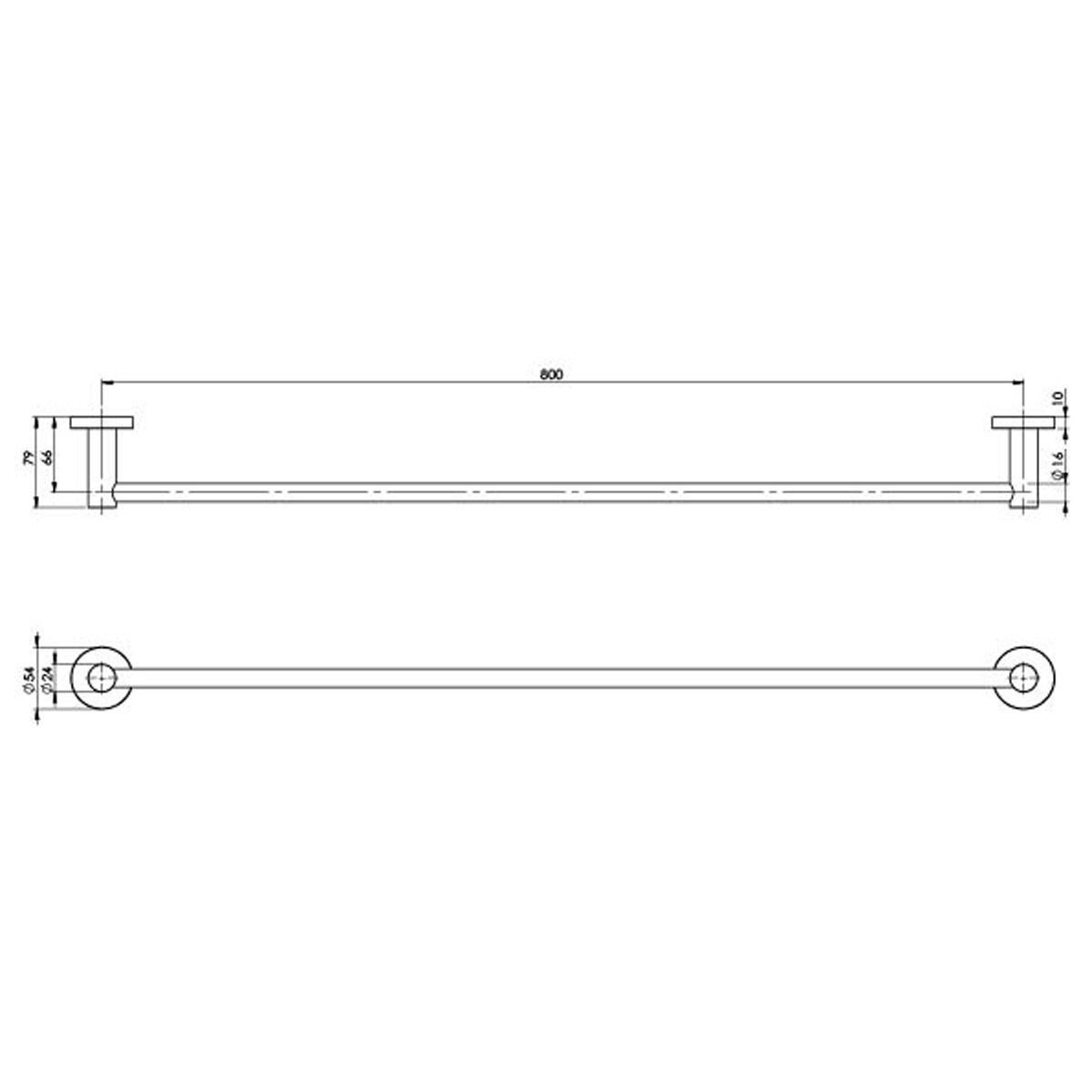 RADII SINGLE TOWEL RAIL 800MM RND SS